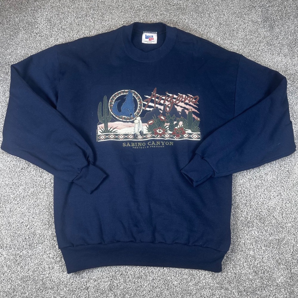 Locker Line Russell Sabino Canyon Arizona Sweatshirt Mens Large Wolf Y2K Vintage
